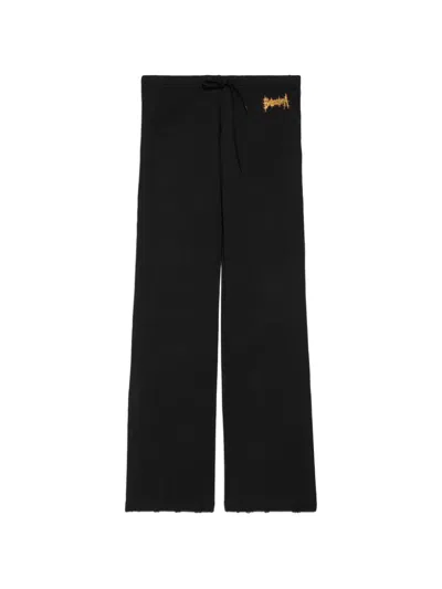 Balenciaga Logo-embroidered Drawstring Track Pants In Black