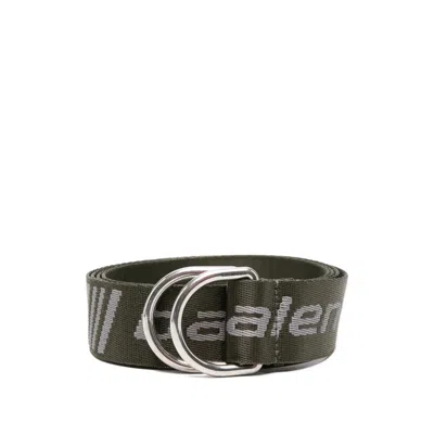 Balenciaga Logo-embroidered Fabric Belt In Green