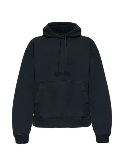 Balenciaga Logo-embroidered Hoodie In Black