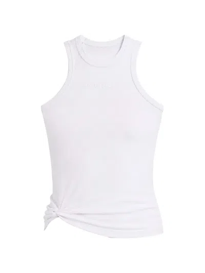 Balenciaga Logo-embroidered Knotted Tank Top In White
