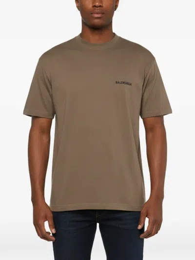 Pre-owned Balenciaga Logo-embroidered Short-sleeve T-shirt In Brown