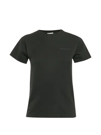 Pre-owned Balenciaga Logo-embroidered T-shirt In Black