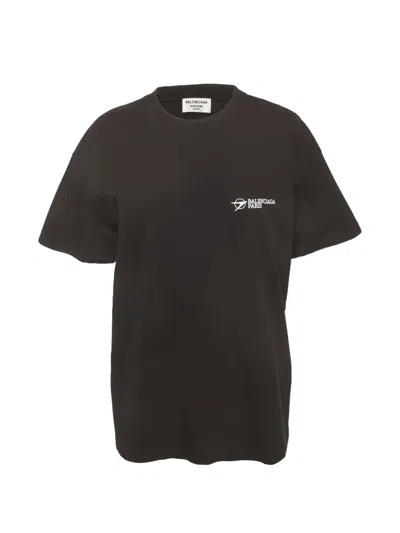 Pre-owned Balenciaga Logo-embroidered T-shirt In Black