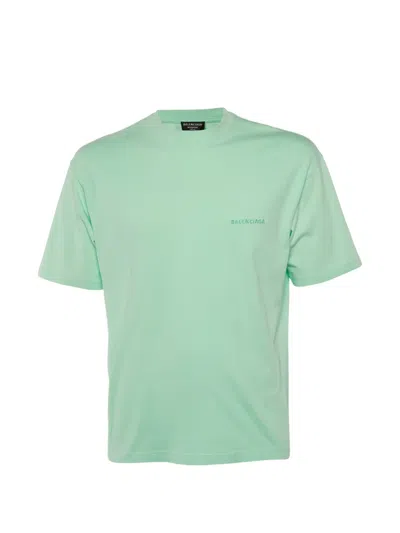 Pre-owned Balenciaga Logo-embroidered T-shirt In Green