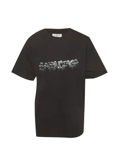 Pre-owned Balenciaga Logo-graphic T-shirt In Black