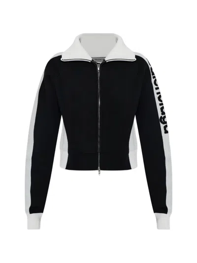 Balenciaga Logo-intarsia Cardigan In Black