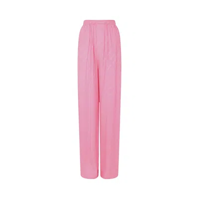 Pre-owned Balenciaga Logomania Silk Jacquard Pyjama Pants 'pink' | Women's Size 40