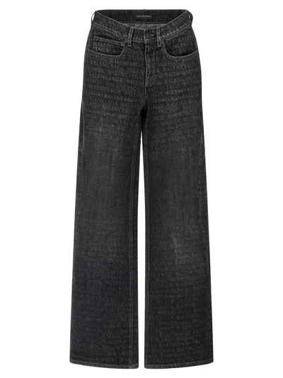 Balenciaga Black Washed Jeans With Jacquard Logos