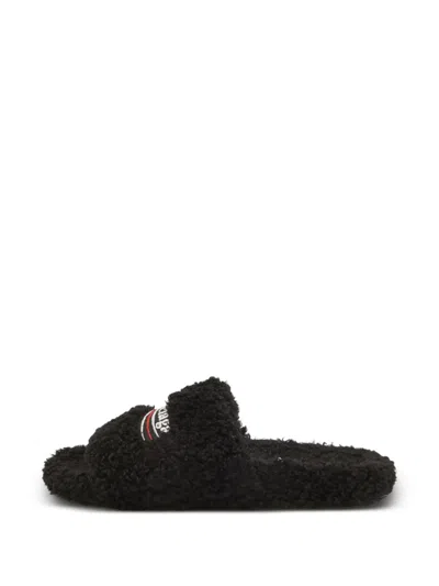 Pre-owned Balenciaga Logo-patch Sandals In Black