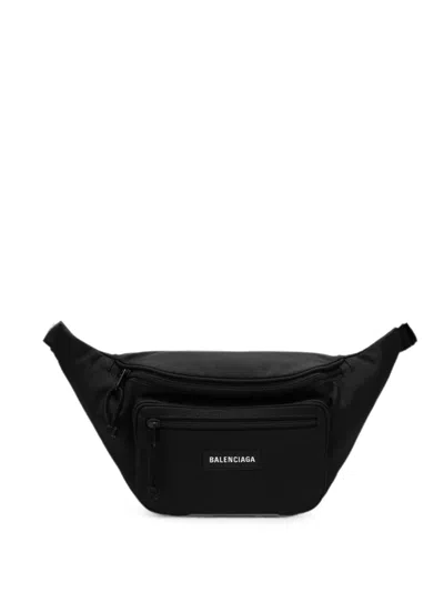Balenciaga Logo-patch Zip-fastening Belt Bag In Black