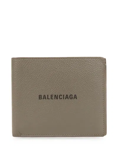 Pre-owned Balenciaga Logo-print Bifold Wallet In Gray