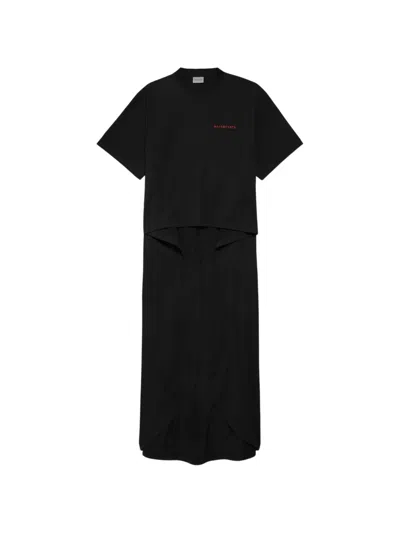 Balenciaga Logo-print Cape-back T-shirt In 블랙