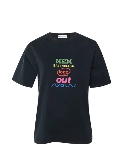 Pre-owned Balenciaga Logo-print Crew-neck T-shirt In Black
