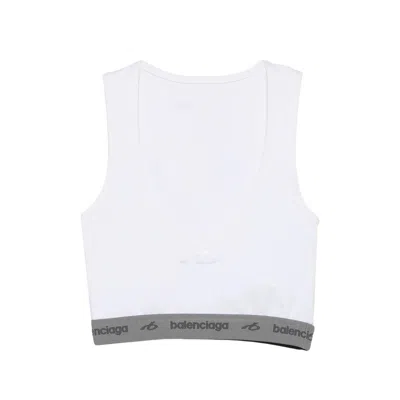 Balenciaga Logo-print Cropped Tank Top In White