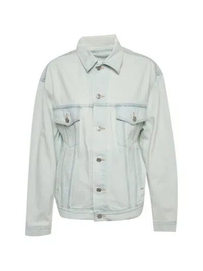 Pre-owned Balenciaga Logo-print Denim Jacket In Blue