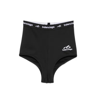 Balenciaga Logo-print High-waisted Shorts In Black