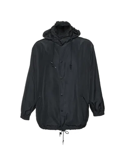 Pre-owned Balenciaga Logo-print Hooded Jacket In Black