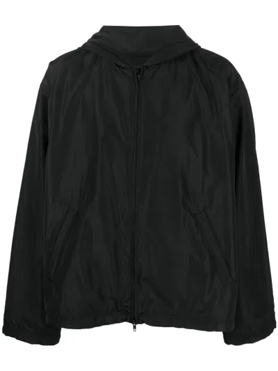 Balenciaga Logo-print Hooded Windbreaker In Yellow