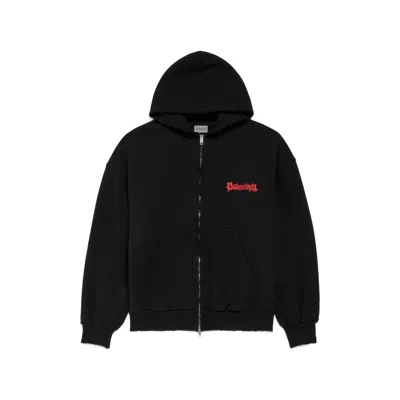 Balenciaga Medium Fit Zip Up Jacket For Men In Black