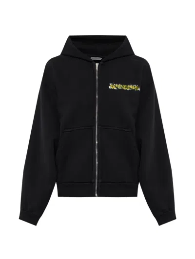Balenciaga Logo-print Hoodie In Black