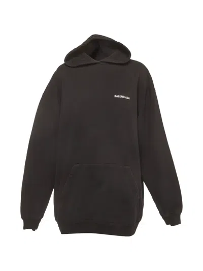 Pre-owned Balenciaga Logo-print Hoodie In Black