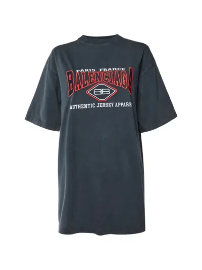 Pre-owned Balenciaga Logo-print Oversized T-shirt In Gray