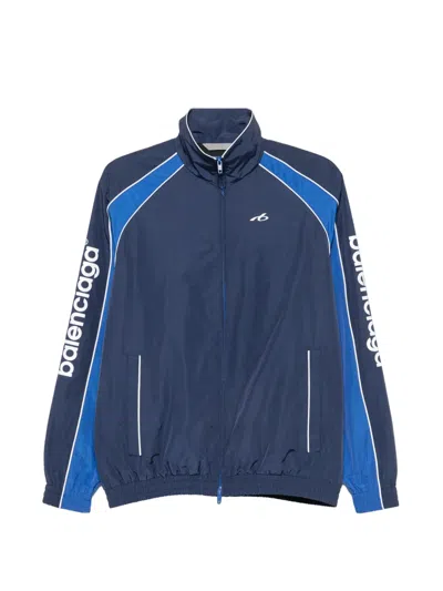 Balenciaga Navy Blue Techwear Zip-up Jacket In Cotton Blend In Yellow