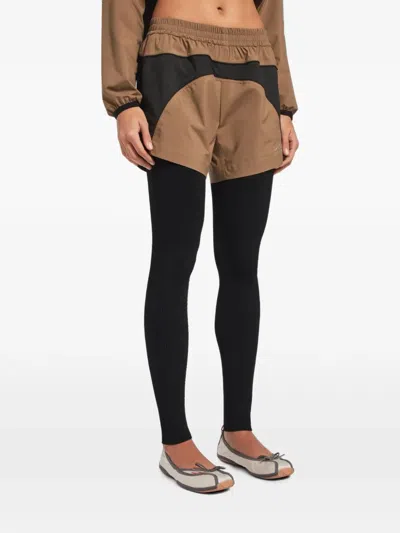 Balenciaga Logo-print Panelled Shorts In Brown