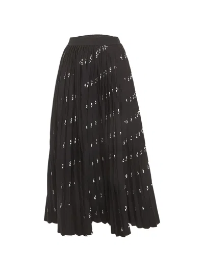 Pre-owned Balenciaga Logo-print Pleated Midi Skirt In Black