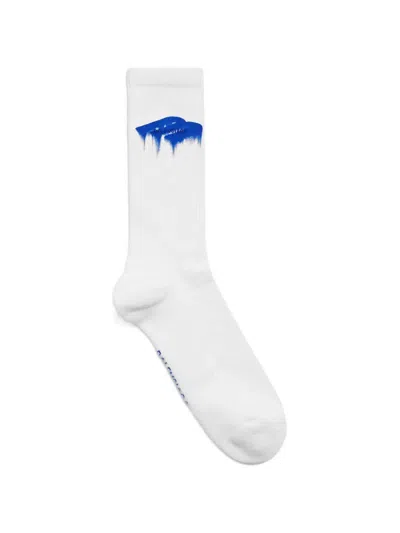 Balenciaga Logo-print Ribbed-knit Socks In White