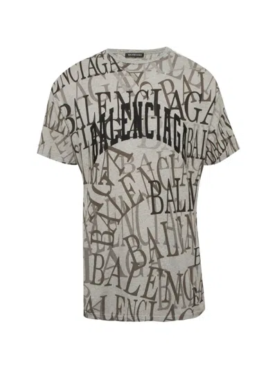 Pre-owned Balenciaga Logo-print Short-sleeve T-shirt In Gray