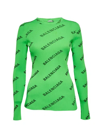 Pre-owned Balenciaga Logo-print Sweater In Green