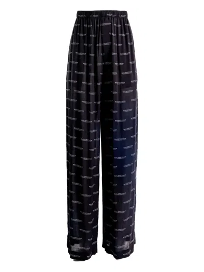 Balenciaga Logo-print Trousers In Blue