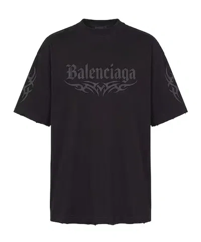 Balenciaga Logoprint Tshirt In Black