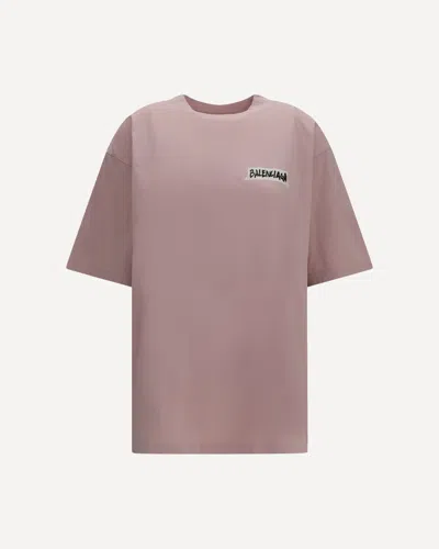 Balenciaga Logo-print Cotton T-shirt In Pink