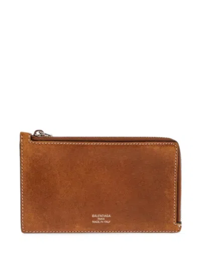 Balenciaga Logo-print Wallet In Brown