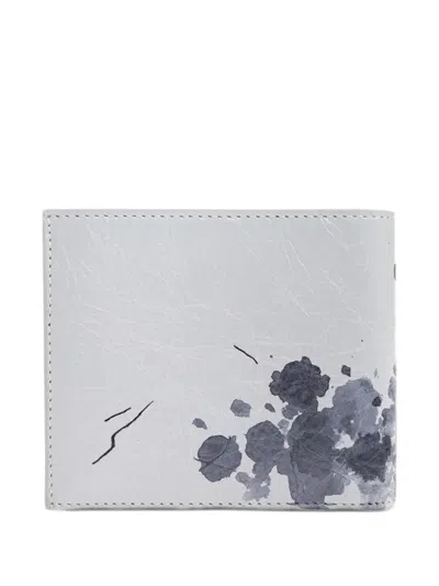 Balenciaga Logo-print Wallet In Gray