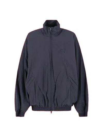 Balenciaga Logo-print Zip-up Jacket In Black