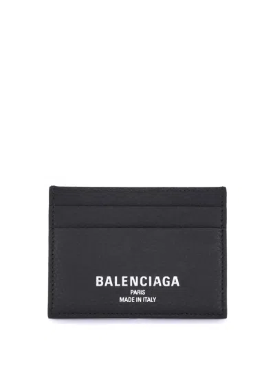 Balenciaga Logo-printed Grained Calfskin Card Case In Pink