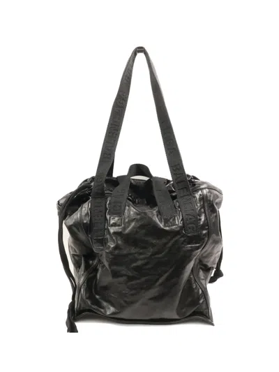 Pre-owned Balenciaga Logo-strap Leather Tote Bag In Black