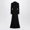 Balenciaga Double-breasted Long Wool Blend Coat With Flared Hem In Black