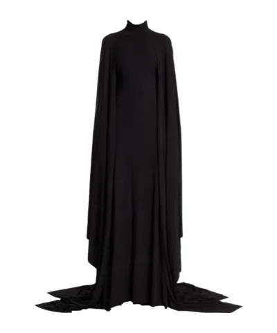Balenciaga Long Cape Dress In Black