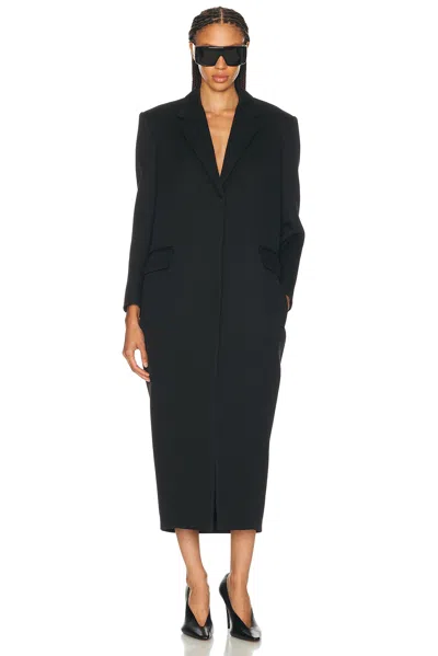 Balenciaga Long Chunky Wool Coat In Black
