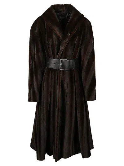 Balenciaga Women Long Coat In Brown