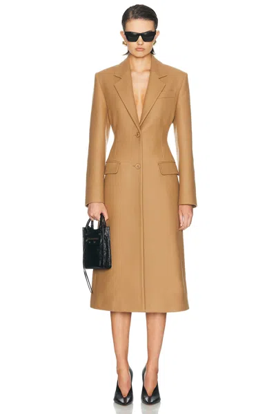 Balenciaga Long Coat In Brown