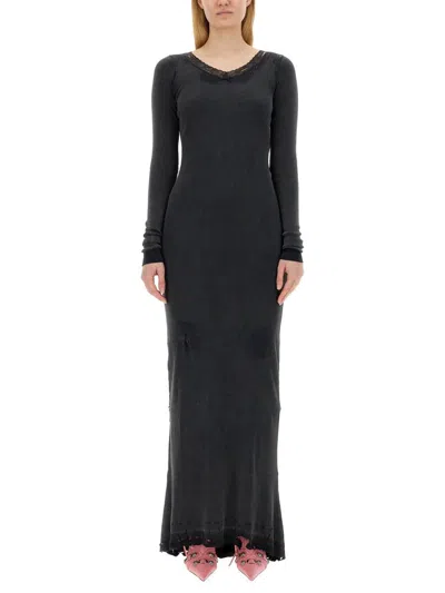 Balenciaga Distressed Maxi Dress In Black