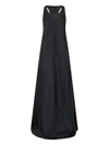 Balenciaga Black Long Evening Dress With Logo Motif All-over In Viscose Woman In Black