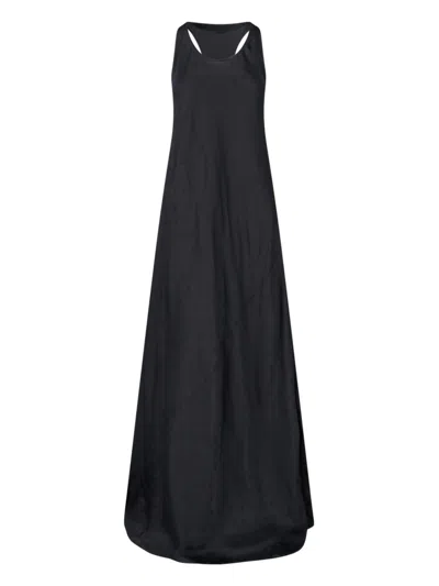 BALENCIAGA LONG EVENING DRESS WITH LOGO MOTIF ALL-OVER IN VISCOSE