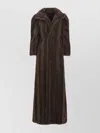 Balenciaga Long Faux Fur Maxi Coat With Chevron In Brown