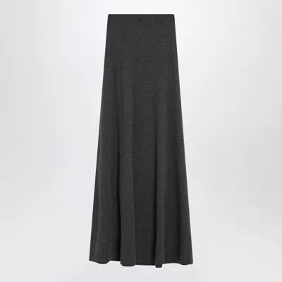 Balenciaga Long Grey Wool Skirt In Black